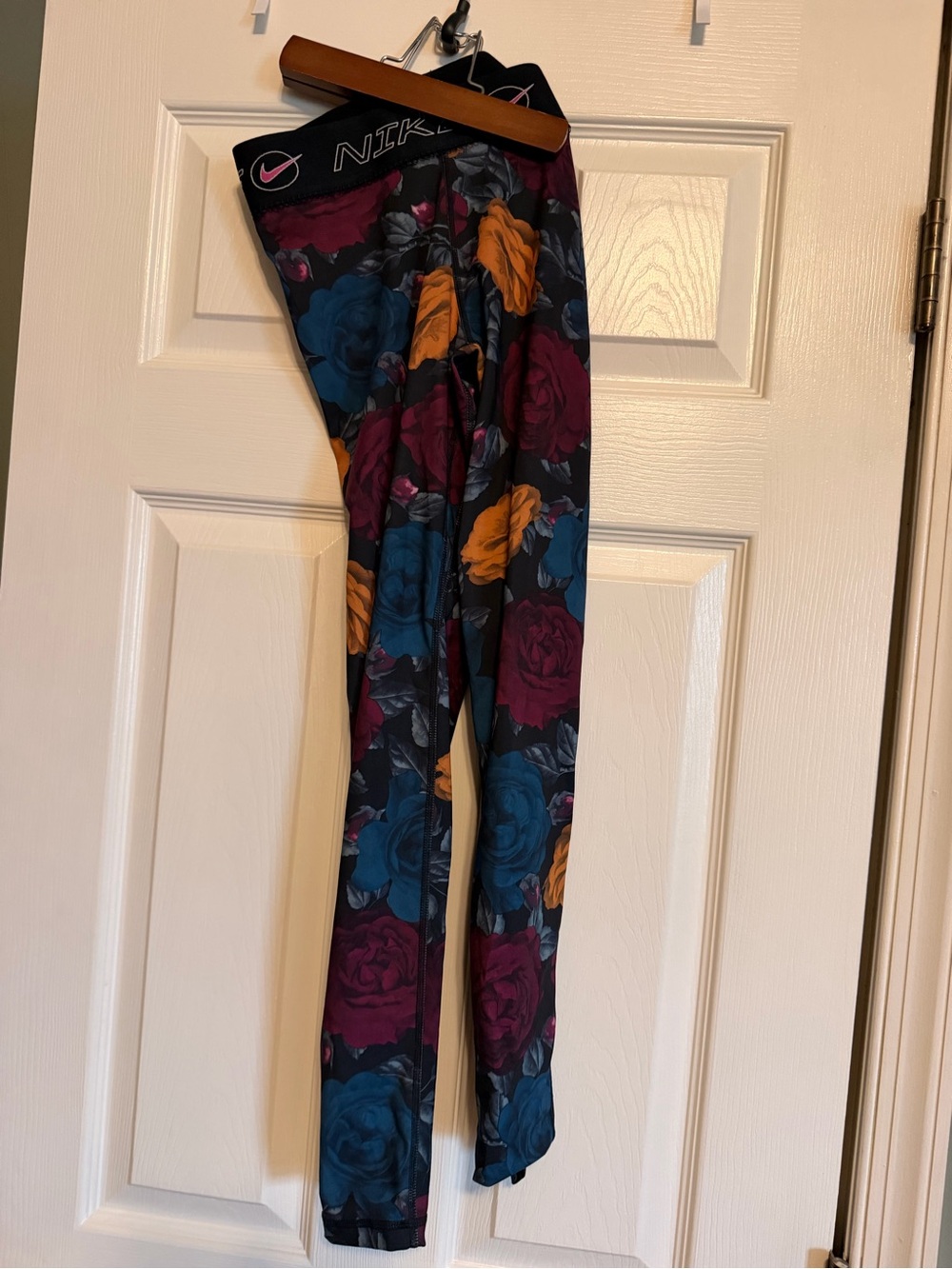 Nike Women’s Floral Leggings - Teal, Burgundy & Mustard 3/4